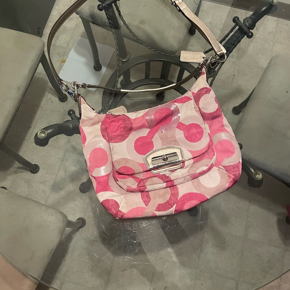 Coach purse pink sequins y2k